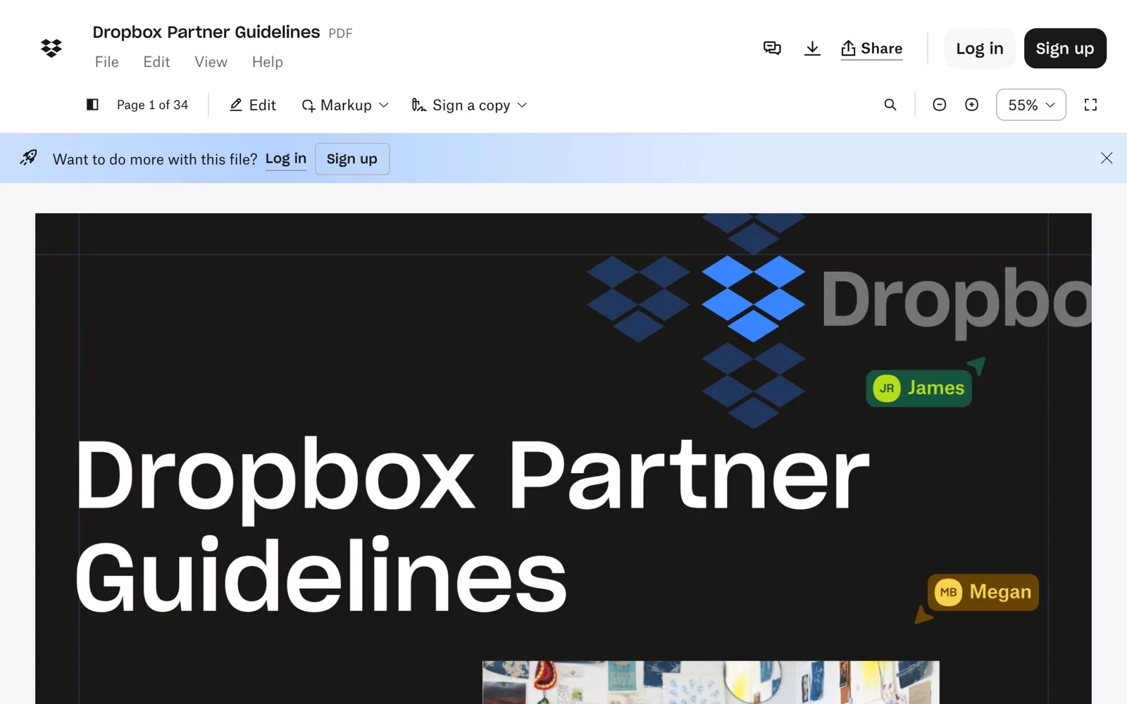 Dropbox shared file preview of a PDF