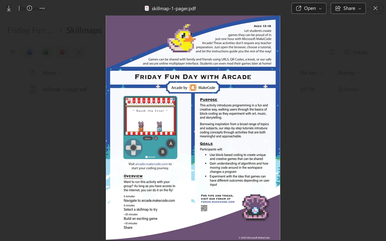 OneDrive shared file preview of a PDF
